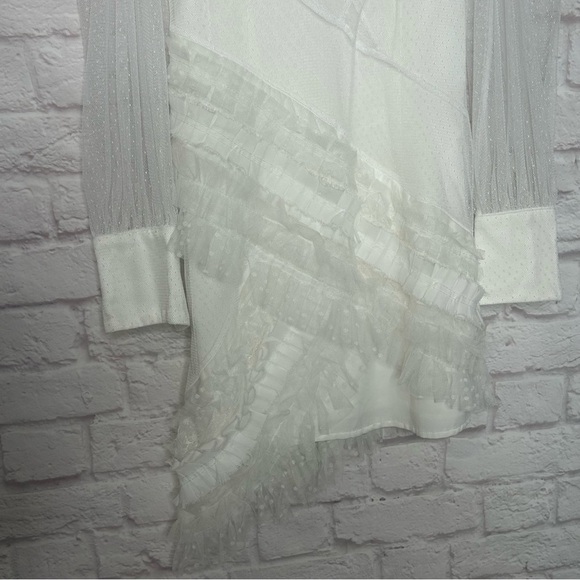 Atoir White Sheer Asymmetrical Dress with Ruffles NWOT - Picture 7 of 13